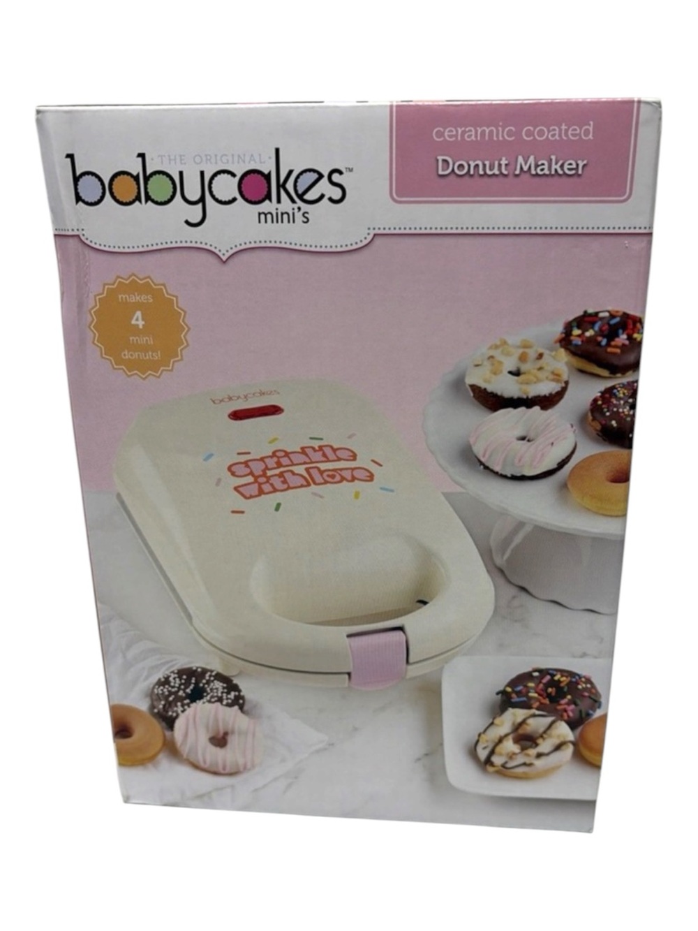 Babycakes Mini Donut Maker - Cream and Pink- NEW